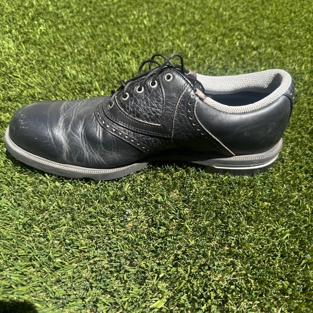 FootJoy Mens 9 1/2M Soft Spike Golf Shoes Gel-Fusion 59953 Black Leather Lace Up